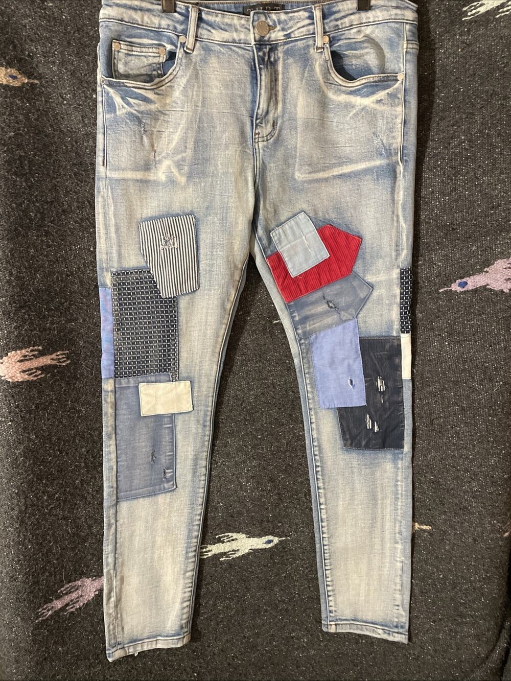 THRT Asher Denim Jeans W/ Color Patches (Light Wash), Size 36